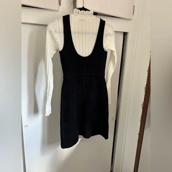 Sandro Ora pinafore turtle neck overlay dress